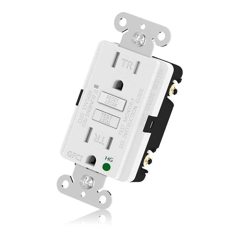 Front-and-side-of-GLS-15AHG-GFCI-outlets-shown-at-15°-angle