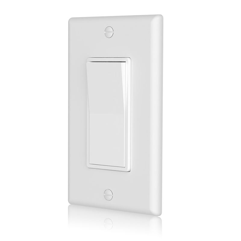 Front and side of SSK-1 Decorative Switch with white wall plate