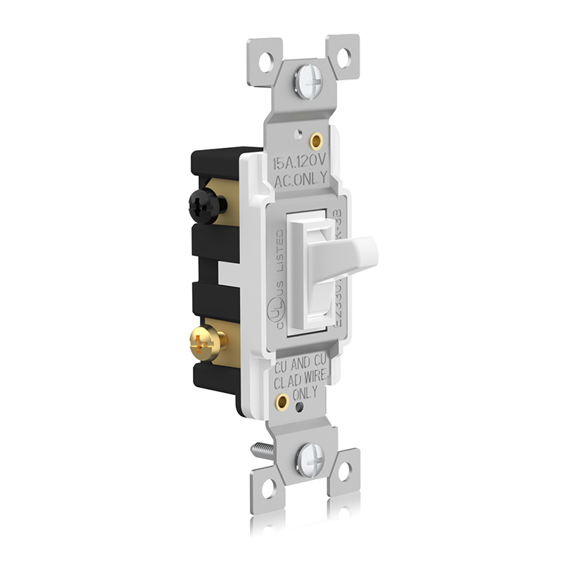 Front and side of SSK-3B Toggle Switch shown at 15° angle