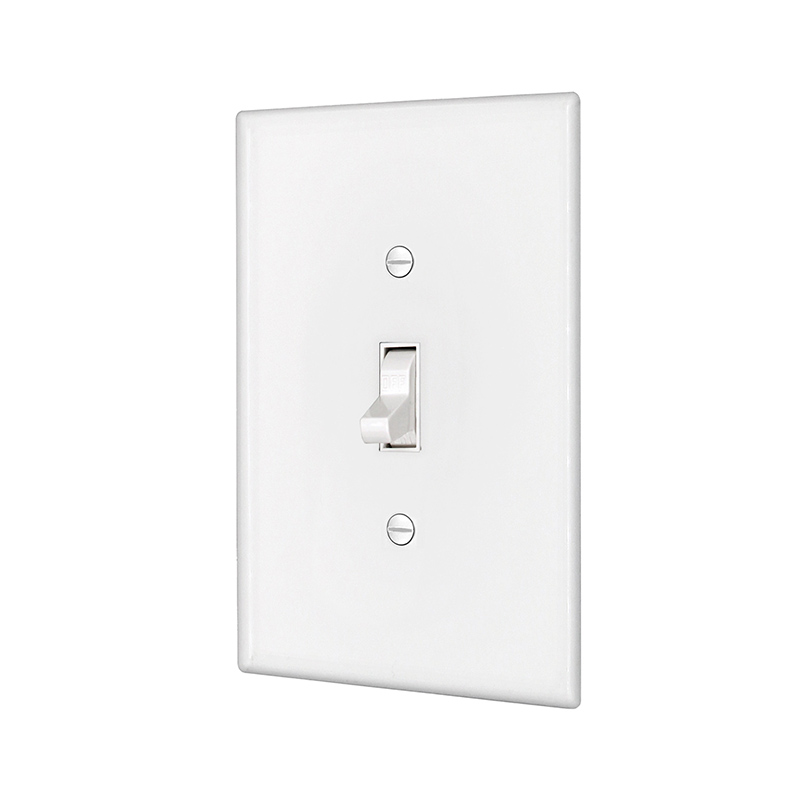 Front and side of SSK-4 Toggle Switch with white wall plate