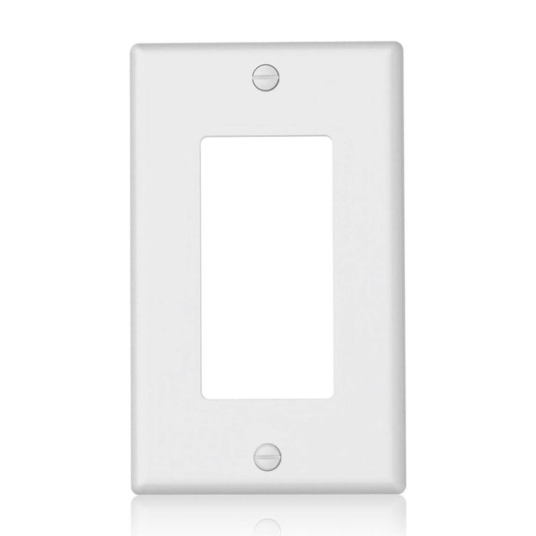 Front close-up of 1-Gang White Decorative Wall Plate SSC-SR-1 with two screws