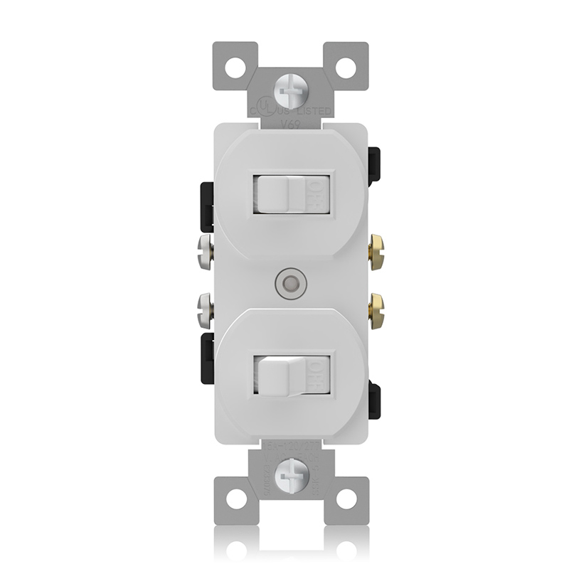 Front close-up of 15A Double Toggle Switch with single pole, SSK-5