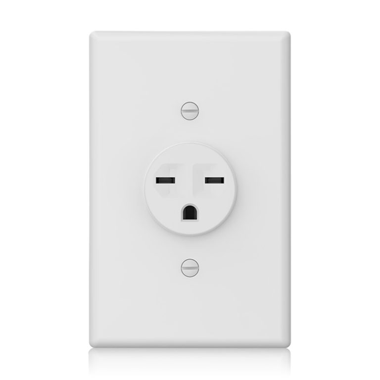 Front close-up of SSRE-16 15A 250V Single Receptacle with Wall Plate