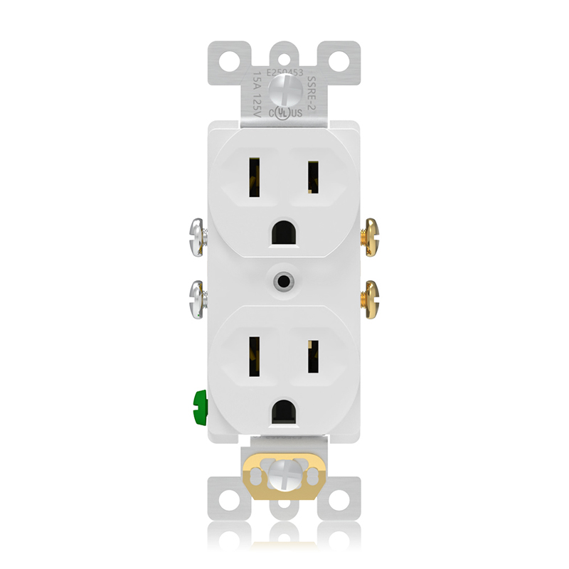 Front close-up of SSRE-2 15A Duplex Receptacle