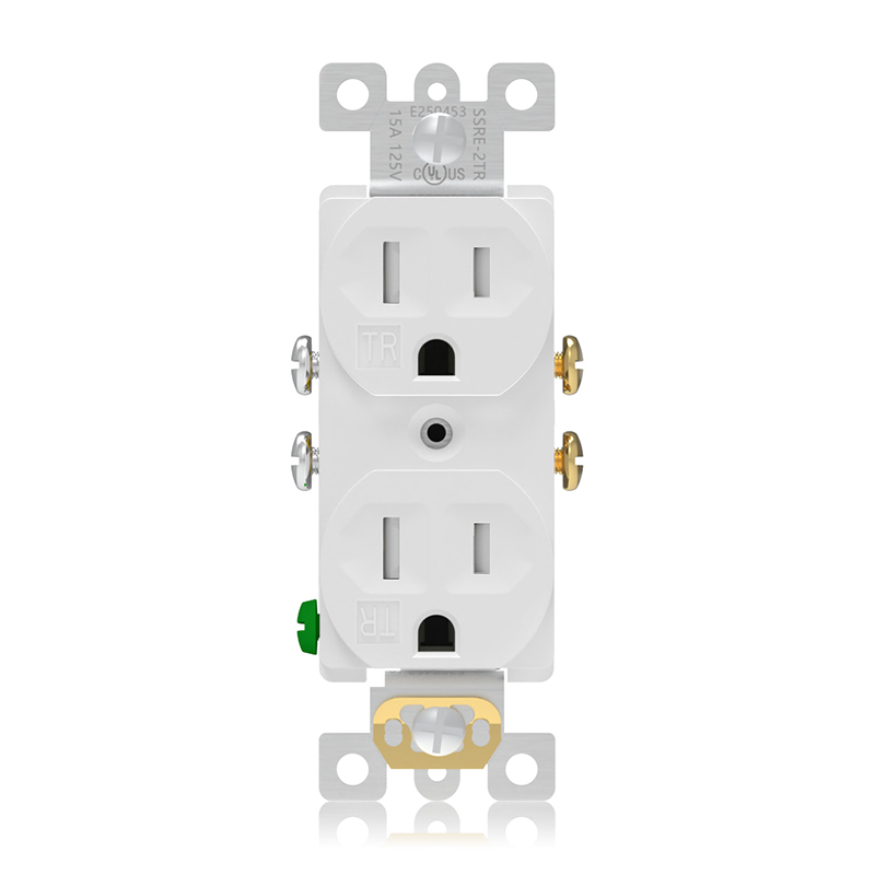 Front close-up of SSRE-2TR 15A Duplex Receptacle